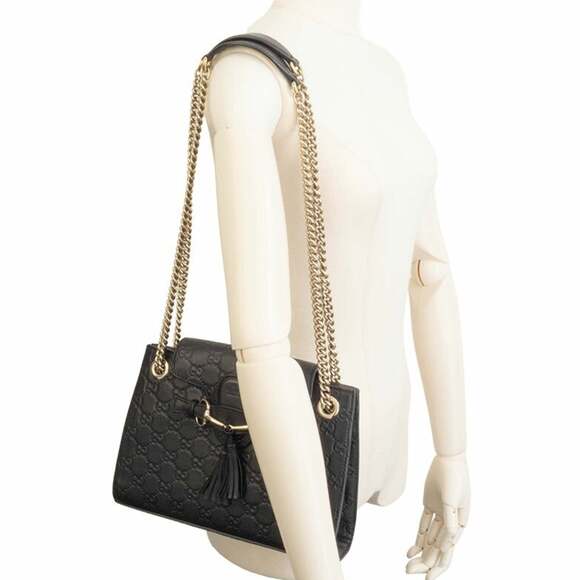 GUCCI Authentic Black Leather Horsebit Shoulder Bag - Picture 15 of 16